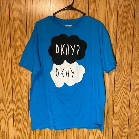 🔥The Fault In Our Stars Okay? Okay / Short Sleeve Too Blue / Size L/XL - Picture 1 of 5